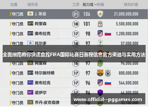 全面指南教你快速查找FIFA国际比赛日赛程信息官方渠道与实用方法 全面指南教你快速查找FIFA国际比赛日赛程信息官方渠道与实用方法